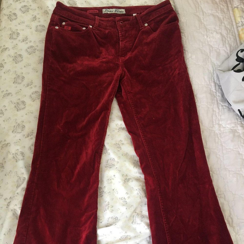 vintage paris blues red velvet flared pants